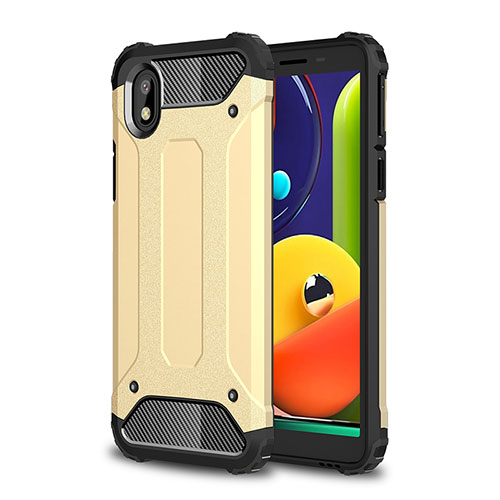 Silicone Matte Finish and Plastic Back Cover Case WL1 for Samsung Galaxy A01 Core Gold