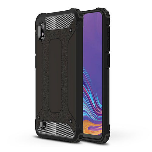 Silicone Matte Finish and Plastic Back Cover Case WL1 for Samsung Galaxy A10 Black