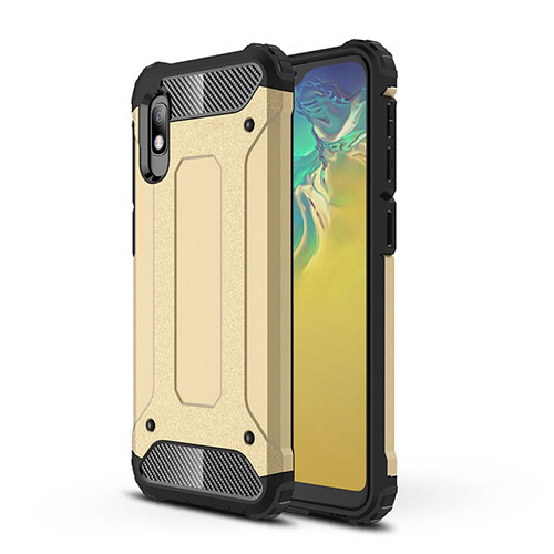 Silicone Matte Finish and Plastic Back Cover Case WL1 for Samsung Galaxy A10e Gold