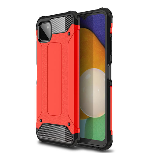 Silicone Matte Finish and Plastic Back Cover Case WL1 for Samsung Galaxy A22 5G Red