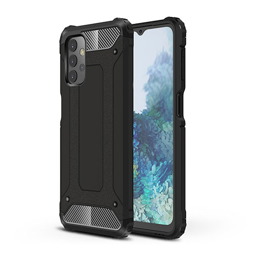 Silicone Matte Finish and Plastic Back Cover Case WL1 for Samsung Galaxy A32 4G Black