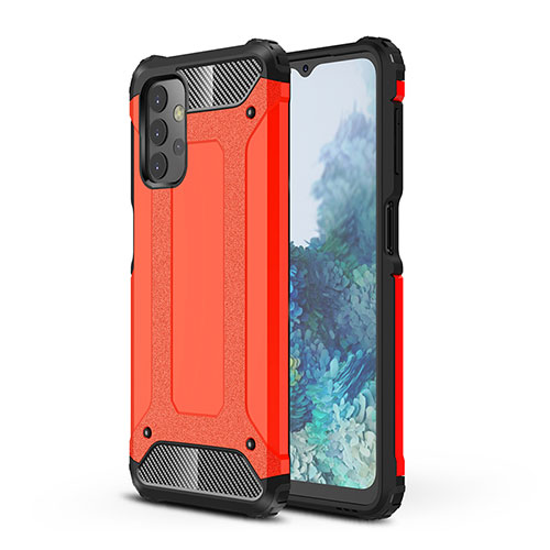 Silicone Matte Finish and Plastic Back Cover Case WL1 for Samsung Galaxy A32 4G Red