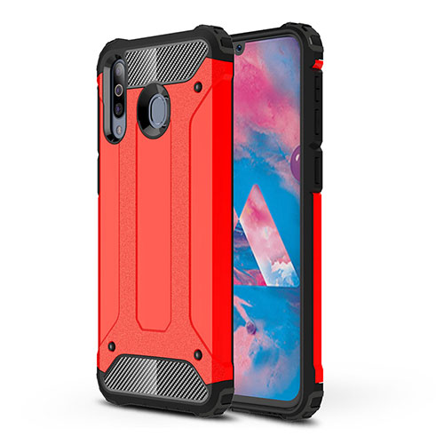 Silicone Matte Finish and Plastic Back Cover Case WL1 for Samsung Galaxy A40s Red