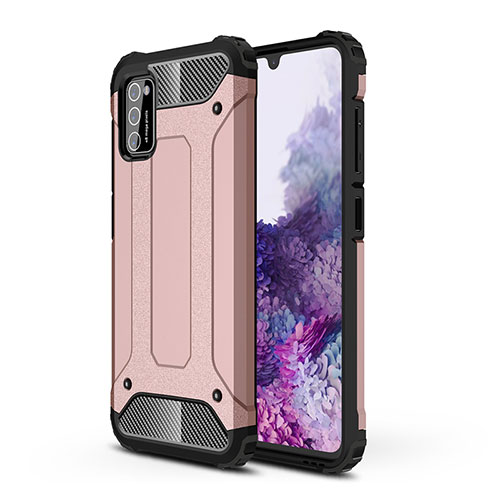 Silicone Matte Finish and Plastic Back Cover Case WL1 for Samsung Galaxy A41 Rose Gold