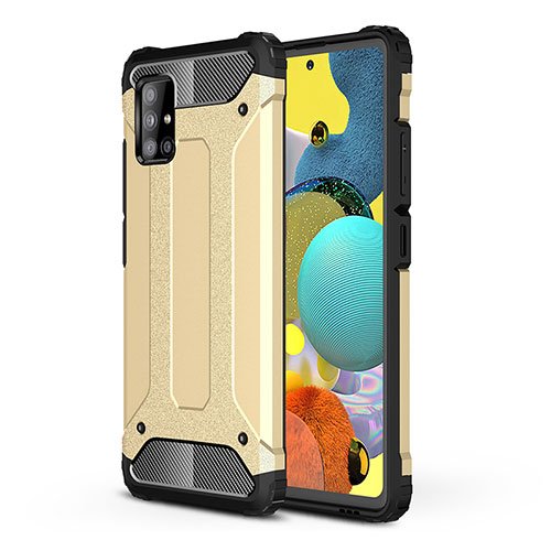 Silicone Matte Finish and Plastic Back Cover Case WL1 for Samsung Galaxy A51 4G Gold