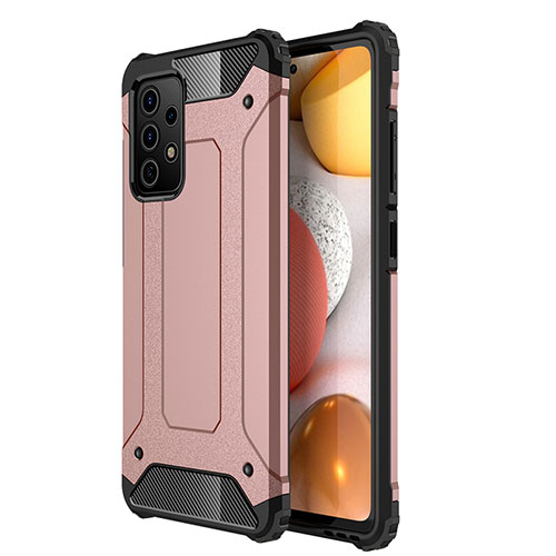 Silicone Matte Finish and Plastic Back Cover Case WL1 for Samsung Galaxy A52s 5G Rose Gold