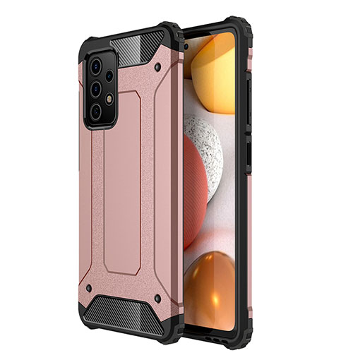 Silicone Matte Finish and Plastic Back Cover Case WL1 for Samsung Galaxy A72 4G Rose Gold