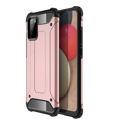 Silicone Matte Finish and Plastic Back Cover Case WL1 for Samsung Galaxy F02S SM-E025F Rose Gold