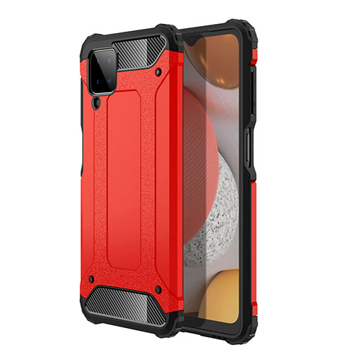 Silicone Matte Finish and Plastic Back Cover Case WL1 for Samsung Galaxy M12 Red