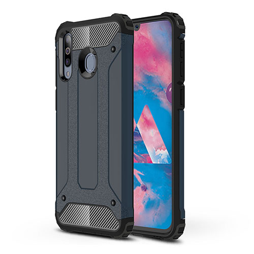 Silicone Matte Finish and Plastic Back Cover Case WL1 for Samsung Galaxy M30 Navy Blue