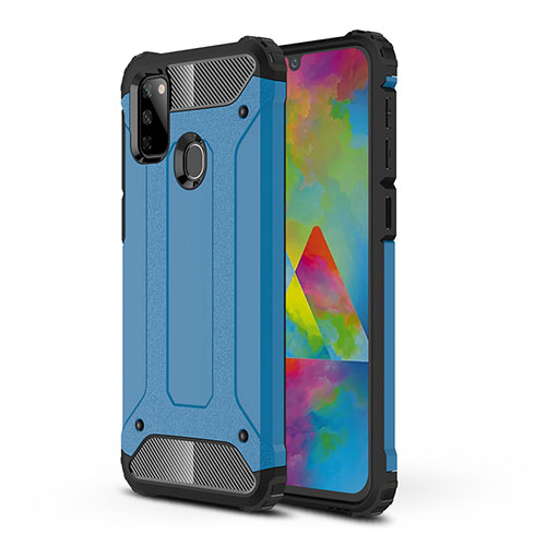Silicone Matte Finish and Plastic Back Cover Case WL1 for Samsung Galaxy M30s Blue