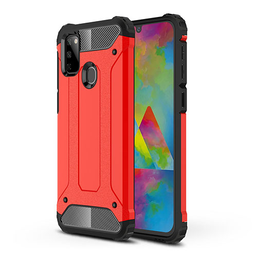 Silicone Matte Finish and Plastic Back Cover Case WL1 for Samsung Galaxy M30s Red