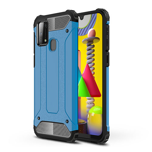 Silicone Matte Finish and Plastic Back Cover Case WL1 for Samsung Galaxy M31 Blue