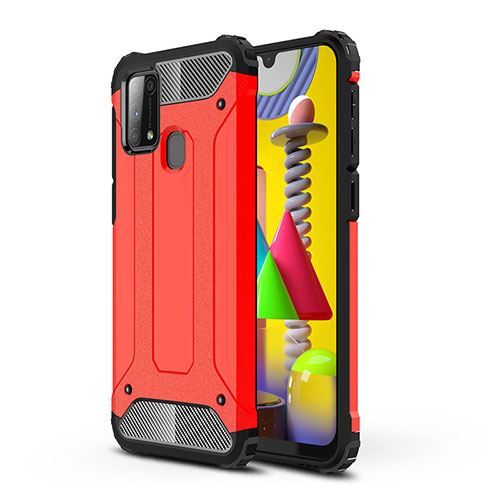 Silicone Matte Finish and Plastic Back Cover Case WL1 for Samsung Galaxy M31 Red