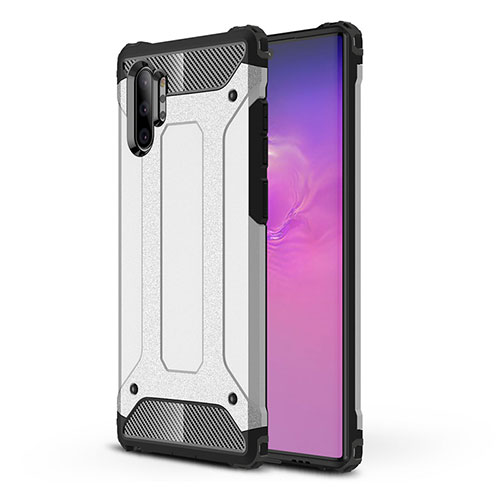 Silicone Matte Finish and Plastic Back Cover Case WL1 for Samsung Galaxy Note 10 Plus 5G Silver