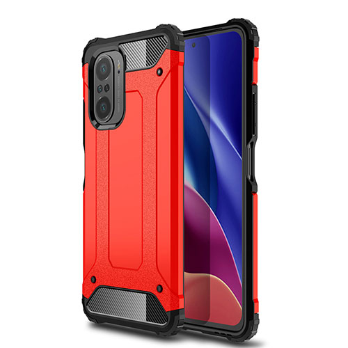 Silicone Matte Finish and Plastic Back Cover Case WL1 for Xiaomi Poco F3 5G Red