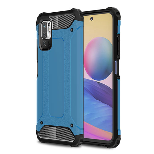 Silicone Matte Finish and Plastic Back Cover Case WL1 for Xiaomi POCO M3 Pro 5G Blue