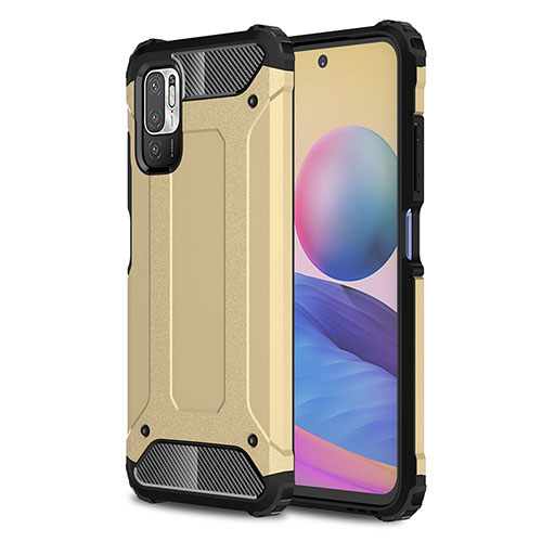 Silicone Matte Finish and Plastic Back Cover Case WL1 for Xiaomi POCO M3 Pro 5G Gold