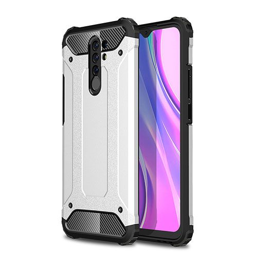 Silicone Matte Finish and Plastic Back Cover Case WL1 for Xiaomi Redmi 9 Prime India Silver