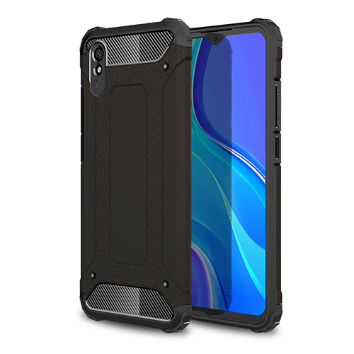 Silicone Matte Finish and Plastic Back Cover Case WL1 for Xiaomi Redmi 9A Black