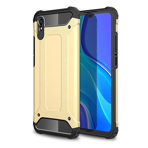 Silicone Matte Finish and Plastic Back Cover Case WL1 for Xiaomi Redmi 9A Gold