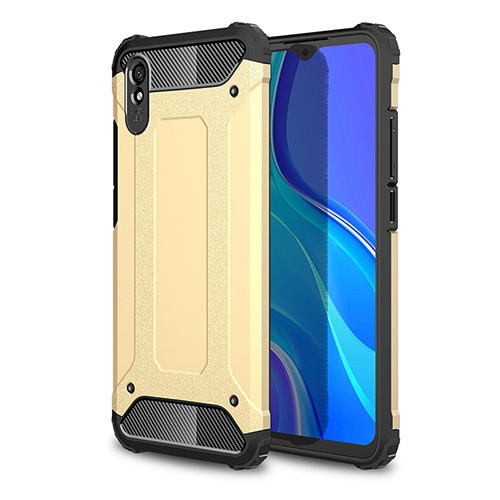 Silicone Matte Finish and Plastic Back Cover Case WL1 for Xiaomi Redmi 9i Gold