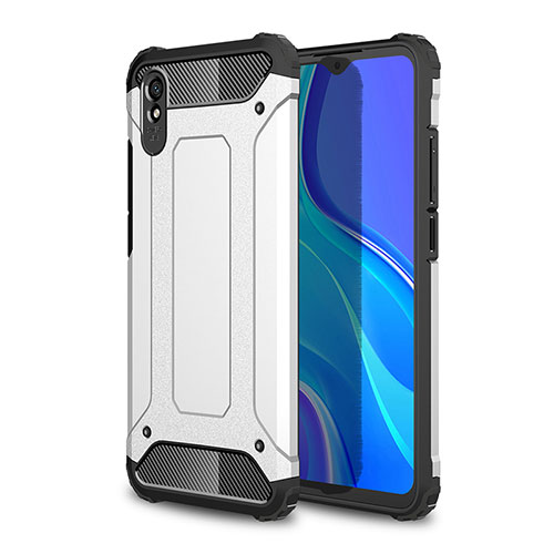 Silicone Matte Finish and Plastic Back Cover Case WL1 for Xiaomi Redmi 9i Silver