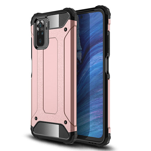 Silicone Matte Finish and Plastic Back Cover Case WL1 for Xiaomi Redmi Note 10S 4G Rose Gold