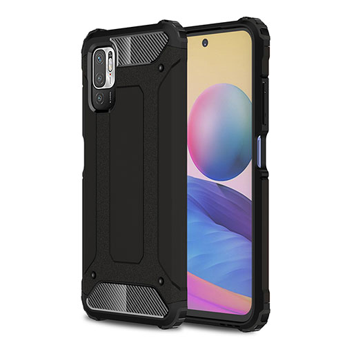 Silicone Matte Finish and Plastic Back Cover Case WL1 for Xiaomi Redmi Note 10T 5G Black