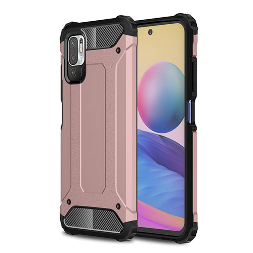 Silicone Matte Finish and Plastic Back Cover Case WL1 for Xiaomi Redmi Note 10T 5G Rose Gold