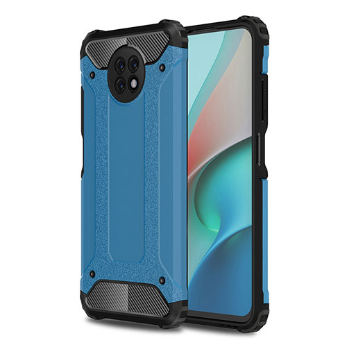 Silicone Matte Finish and Plastic Back Cover Case WL1 for Xiaomi Redmi Note 9 5G Blue