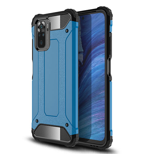 Silicone Matte Finish and Plastic Back Cover Case WL2 for Xiaomi Poco M5S Blue