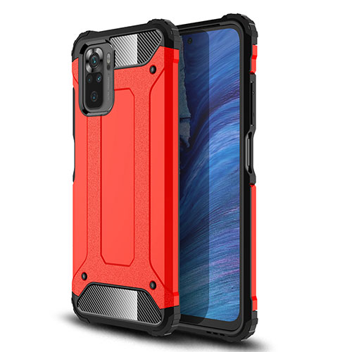 Silicone Matte Finish and Plastic Back Cover Case WL2 for Xiaomi Poco M5S Red