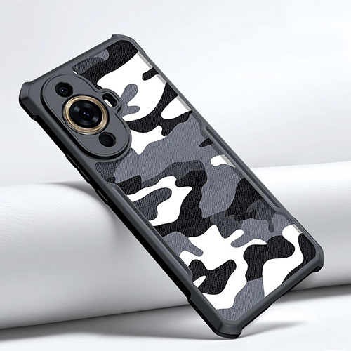 Silicone Matte Finish and Plastic Back Cover Case XD1 for Huawei Nova 11 Pro Black