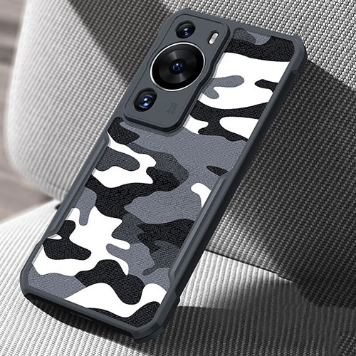 Silicone Matte Finish and Plastic Back Cover Case XD1 for Huawei P60 Pro Black