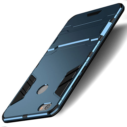 Silicone Matte Finish and Plastic Back Cover with Stand for Xiaomi Redmi Y1 Blue