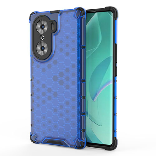 Silicone Transparent Frame Case Cover 360 Degrees AM1 for Huawei Honor 60 Pro 5G Blue