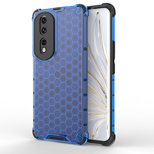 Silicone Transparent Frame Case Cover 360 Degrees AM1 for Huawei Honor 80 Pro Flat 5G Blue