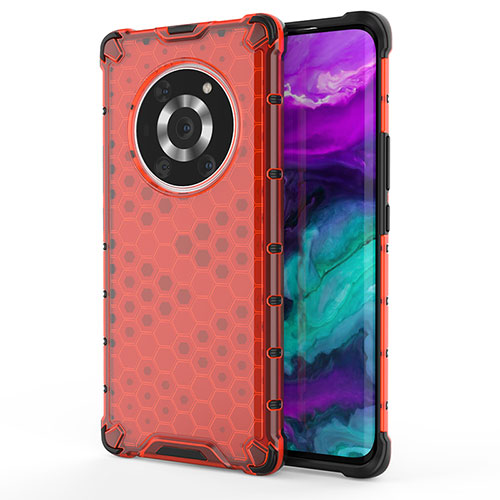 Silicone Transparent Frame Case Cover 360 Degrees AM1 for Huawei Honor Magic3 Pro 5G Red