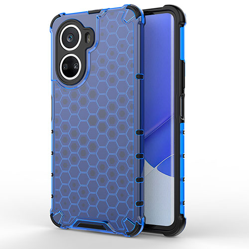 Silicone Transparent Frame Case Cover 360 Degrees AM1 for Huawei Nova 10 SE Blue