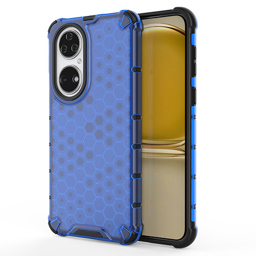 Silicone Transparent Frame Case Cover 360 Degrees AM1 for Huawei P50 Pro Blue