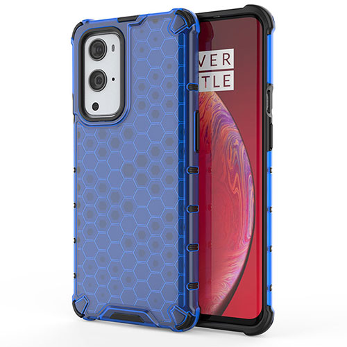 Silicone Transparent Frame Case Cover 360 Degrees AM1 for OnePlus 9 Pro 5G Blue