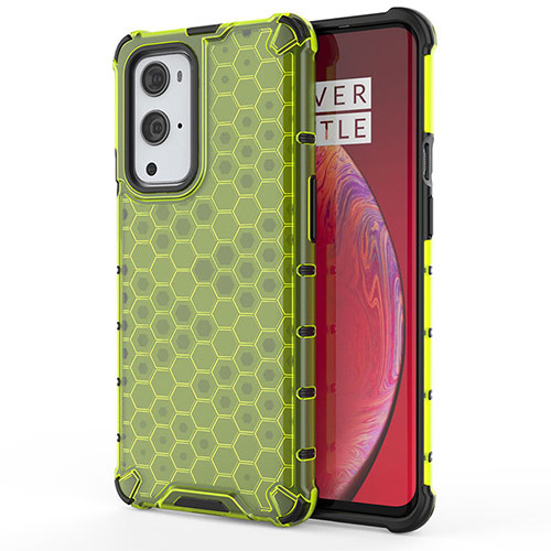 Silicone Transparent Frame Case Cover 360 Degrees AM1 for OnePlus 9 Pro 5G Green