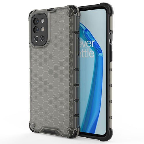 Silicone Transparent Frame Case Cover 360 Degrees AM1 for OnePlus 9R 5G Black