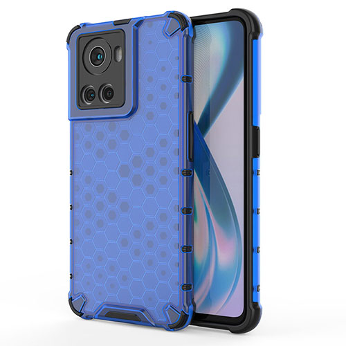 Silicone Transparent Frame Case Cover 360 Degrees AM1 for OnePlus Ace 5G Blue