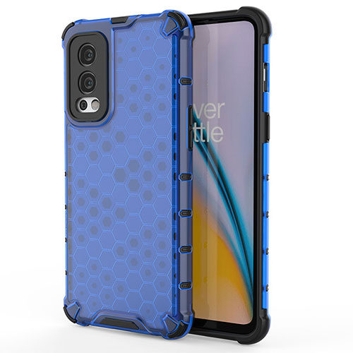 Silicone Transparent Frame Case Cover 360 Degrees AM1 for OnePlus Nord 2 5G Blue