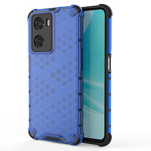 Silicone Transparent Frame Case Cover 360 Degrees AM1 for Oppo A77s Blue