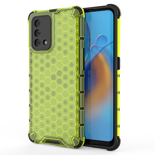 Silicone Transparent Frame Case Cover 360 Degrees AM1 for Oppo A95 4G Green