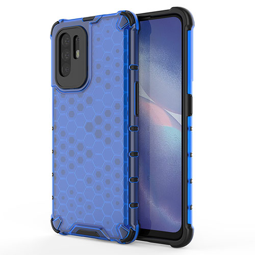 Silicone Transparent Frame Case Cover 360 Degrees AM1 for Oppo F19 Pro+ Plus 5G Blue