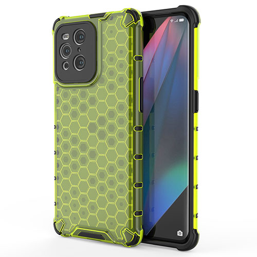 Silicone Transparent Frame Case Cover 360 Degrees AM1 for Oppo Find X3 5G Green